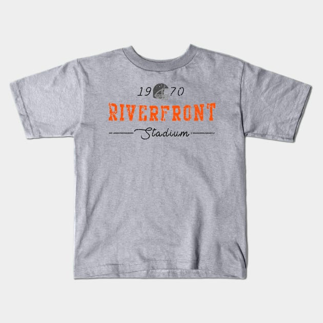 Riverfront Stadium Kids T-Shirt by HomePlateCreative